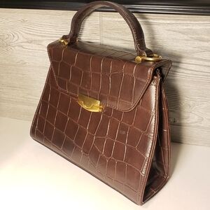 Bueno Womens Brown Faux Alligator Handbag